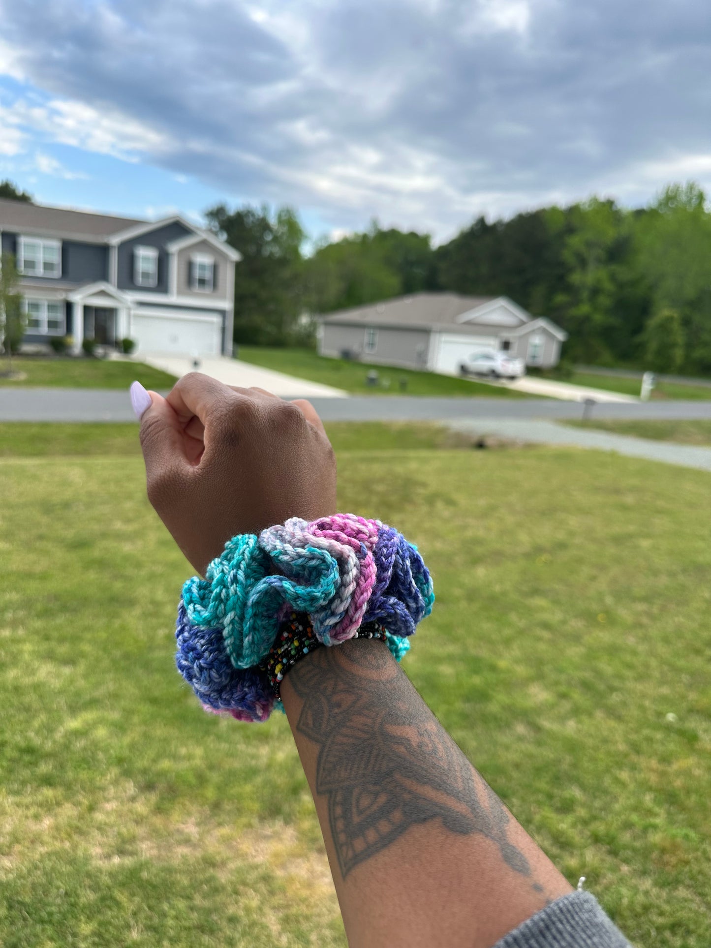Acrylic Crochet Ruffle Scrunchies