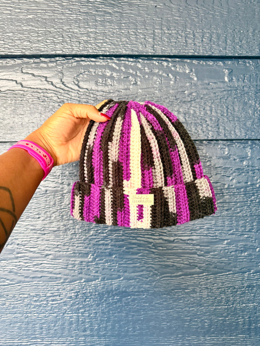 LJ Candle Co flock beanie in soft fabric, featuring a cozy, stylish design perfect for casual wear.